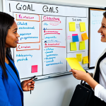 Problem Identification & Goal Setting**

A diverse team brainstorming in a modern office. Whiteboard filled with SMART goals, sticky notes outlining challenges. Professional attire, fully clothed, appropriate content, safe for work, perfect anatomy, natural proportions, professional setting. Focus on collaboration and strategic planning. Family-friendly.

**