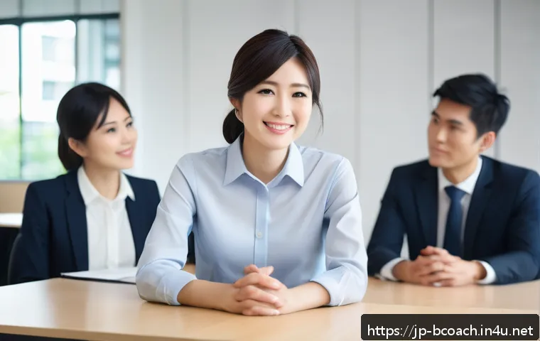 비즈니스 코칭과 공감 능력 개발 - A modern Japanese office setting where a diverse team of young professionals attentively listen to a...
